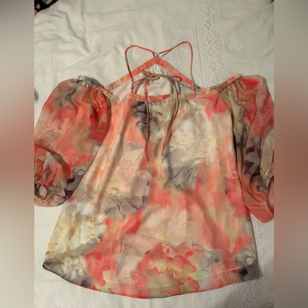 White House Black Market off the shoulder/halter neck blouse